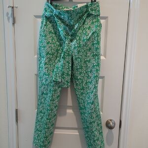 Jules & Leopold Emerald Floral Ankle Pants